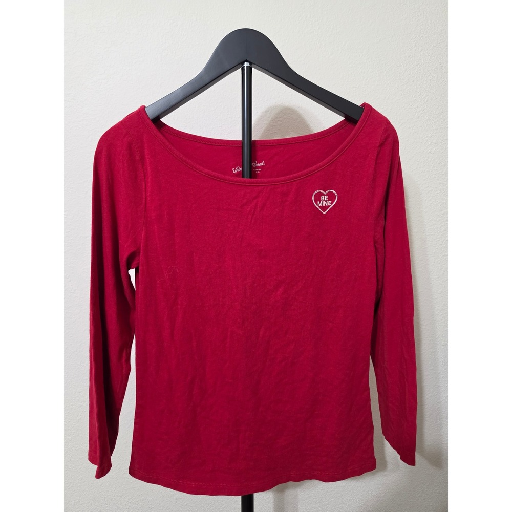 Universal Thread Red Be Mine Heart Long Sleeve Tee Shirt Medium NWT